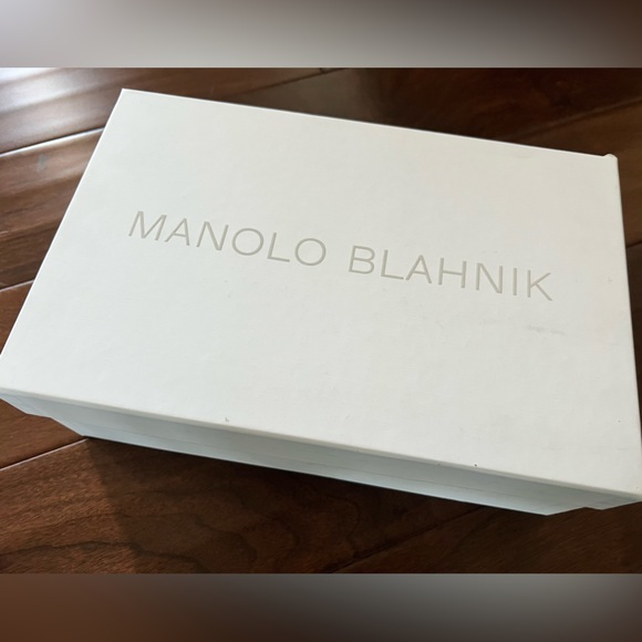 Manolo Blahnik Hangisiflat Blue Satin Jewel Buckle - Picture 7 of 8